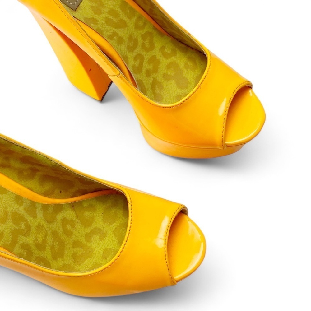 Fahrenheit Anne Neon Orange Peep Toe Platform Heels Size 6.5​ - Picture 3 of 5
